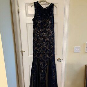 Alex Evenings Navy Formal Evening Dress